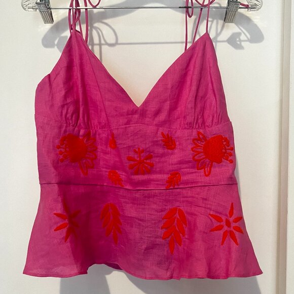 NWT Cynthia Rowley Hot Pink Peplum Top - Picture 3 of 6